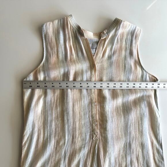 Rails Linen Rayon Jules Rainbow Stripe Sleeveless Hi Low Scoop Hem Tunic Top M - Picture 9 of 9